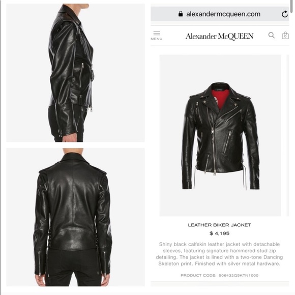 ❤️SOLD❤️Alexander McQueen black leather men jacket - Picture 2 of 8